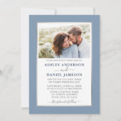 Moderne Elegant Dusty Blue Silver Wedding Einladung (Vorderseite)