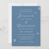 Moderne Elegant Dusty Blue Silver Winter Wedding Einladung (Vorderseite)