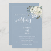 Moderne Elegant Dusty Blue Simple Wedding Einladung (Vorne/Hinten)