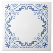 Moderne Elegant Dusty Blue und White Fliese (Vorderseite)