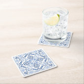 Moderne Elegant Dusty Blue und White Rechteckiger Pappuntersetzer (Vor Ort)