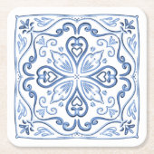 Moderne Elegant Dusty Blue und White Rechteckiger Pappuntersetzer (Vorderseite)