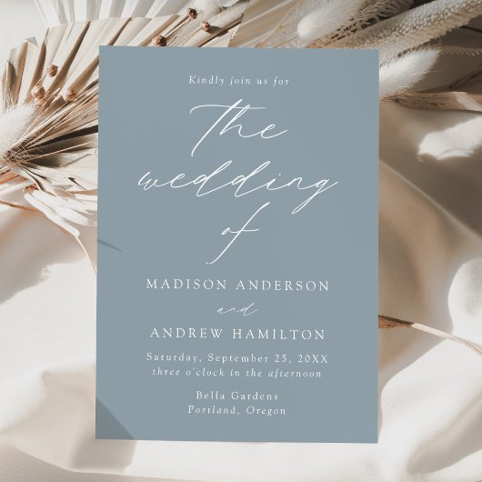 Moderne Elegant Dusty Blue Wedding Einladung