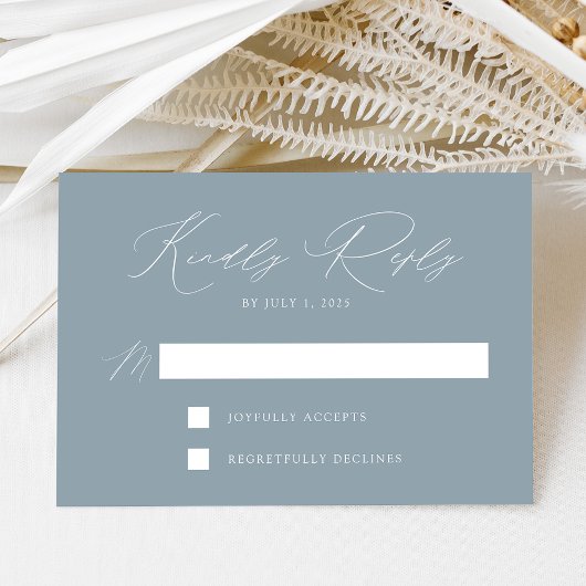 Moderne Elegant Dusty Blue Wedding RSVP Karte