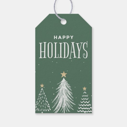 Moderne Elegant Dusty Green Happy Holidays Geschenkanhänger (Vorderseite)