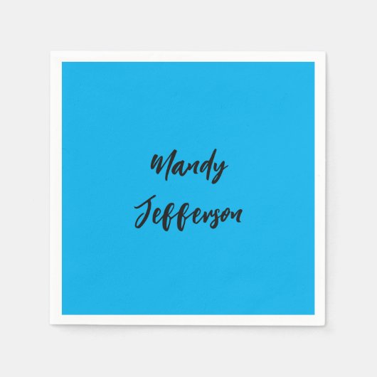 Moderne Elegant einfach Blau hinzufügen Serviette (Vorderseite)