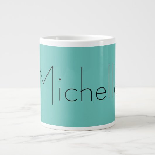 Moderne Elegant einfach blau weiß Jumbo-Tasse (Vorderseite)