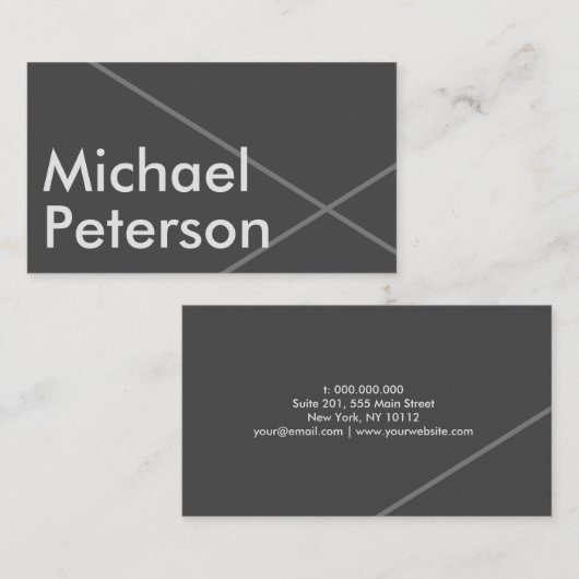 Moderne Elegant einfach Minimal Trendy Klassik Gra Visitenkarte (Vorne/Hinten)
