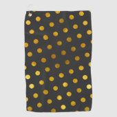 Moderne Elegant einfache Holzkohle & Gold Polka Do Golfhandtuch (Vorderseite)