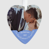 Moderne Elegant Erste Weihnachten Frau Heart Foto Ornament (Vorderseite)