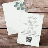 Moderne Elegant Eukalyptus Grüne Details QR Code Begleitkarte