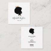 Moderne Elegant Fairstylist Afro American FRAU Quadratische Visitenkarte (Vorne/Hinten)