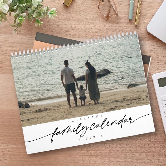 Moderne Elegant Family Foto Script Typografie Kalender