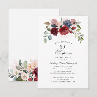 Moderne Elegant Floral 60. Geburtstagsparty Einladung