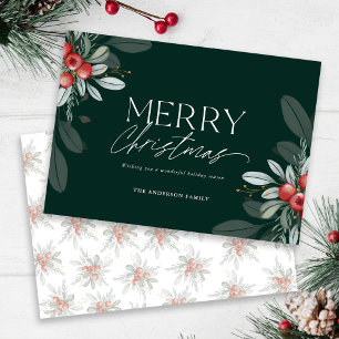 Moderne Elegant Frohe Weihnachtsgrün Flat Feiertagskarte