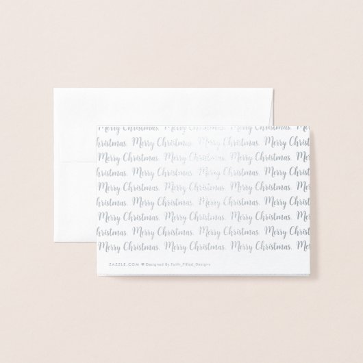 Moderne Elegant frohe Weihnachtskalligraphie Silve Folienkarte (Rückseite mit Umschlag)
