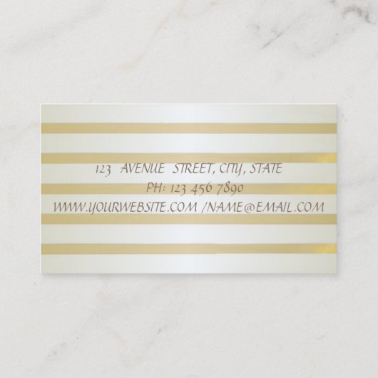 Moderne Elegant, gestreift, goldene Konfetti, Gold Visitenkarte (Rückseite)