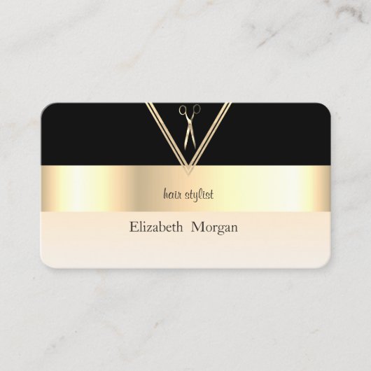 Moderne Elegant gestreift Stilvoll Schwarz,Gold,Sc Visitenkarte (Vorderseite)