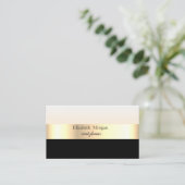 Moderne Elegant gestreift Stilvoll Schwarz, Gold Visitenkarte (Stehend Vorderseite)