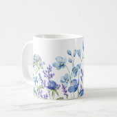 Moderne Elegant Girl Wildblume Blaues Aquarell Kaffeetasse (Vorderseite Links)