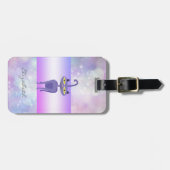 Moderne Elegant Girly, Bokeh, Whimsical Cat Gepäckanhänger (Vorderseite horizontal)