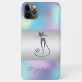 Moderne Elegant Girly, Cat Blue Holographic Case-Mate iPhone Hülle (Rückseite)