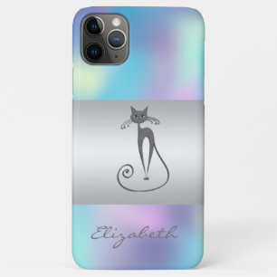 Moderne Elegant Girly, Cat Blue Holographic Case-Mate iPhone Hülle