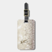 Moderne Elegant Girly, Glittery, Bokeh, Cat Gepäckanhänger (Vorderseite vertikal)