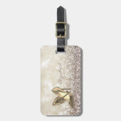 Moderne Elegant Girly, Glittery, Bokeh, Heel Gepäckanhänger (Vorderseite vertikal)