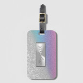 Moderne Elegant Girly Glittery Bokeh Ombre, Frame Gepäckanhänger (Vorderseite Vertikal)