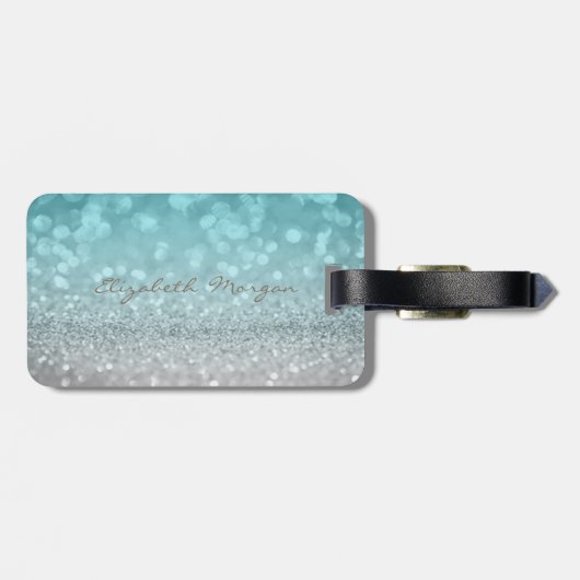 Moderne Elegant Girly, Glittery, Bokeh, Starfish Gepäckanhänger (Rückseite horizontal)