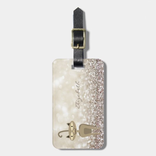 Moderne Elegant Girly, Glittery, Bokeh, Whimsical  Gepäckanhänger (Vorderseite vertikal)