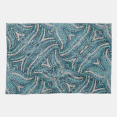 Moderne Elegant Girly Silver Türkis Blauer Swirl Geschirrtuch (Horizontal)