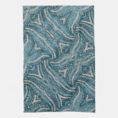 Moderne Elegant Girly Silver Türkis Blauer Swirl Geschirrtuch (Vertikal)