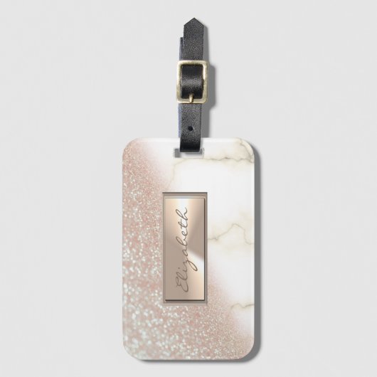 Moderne Elegant Glittery Bokeh Ombre, Marmor Gepäckanhänger (Vorderseite Vertikal)
