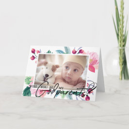 Moderne Elegant-Godeltern Vorschlag Floral 2 Foto Karte