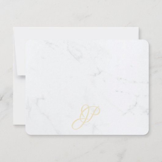 Moderne Elegant Gold Caligraphy Script Marble Top Mitteilungskarte (Rückseite)