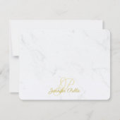 Moderne Elegant Gold Caligraphy Script Marble Top Mitteilungskarte (Vorderseite)