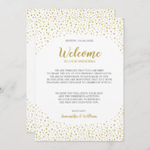 Moderne Elegant Gold Confetti Hochzeit Begrüßung