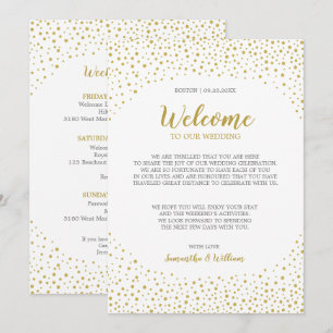 Moderne Elegant Gold Confetti Hochzeit Begrüßung Einladung