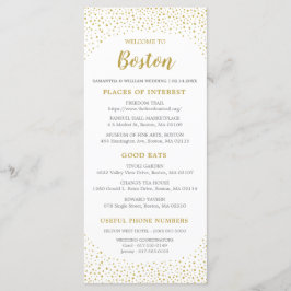 Moderne Elegant Gold Confetti Hochzeit Begrüßung Programm