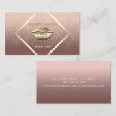 Moderne Elegant, Goldrahmen, Konfetti, Lippen Visitenkarte (Vorne/Hinten)