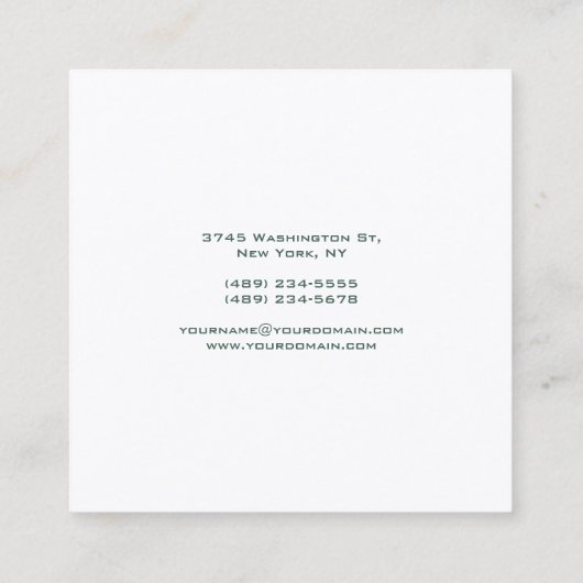 Moderne Elegant, grau-grün Quadratische Visitenkarte (Rückseite)