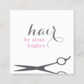 Moderne Elegant Grau Weiß Rosa Haare Stylist Quadratische Visitenkarte (Vorderseite)