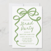 Moderne Elegant Green Bow Foto Graduation Party Einladung (Vorderseite)