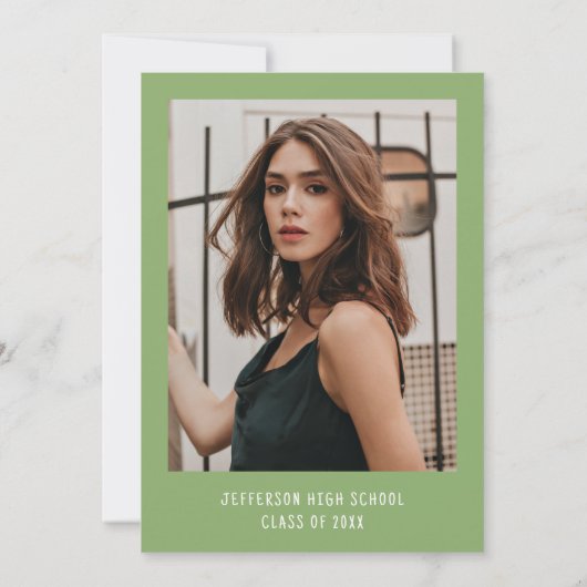 Moderne Elegant Green Bow Foto Graduation Party Einladung (Rückseite)