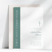 Moderne Elegant Green Cross Boy Erste Kommune Einladung