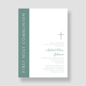 Moderne Elegant Green Cross Boy Erste Kommune Einladung