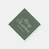 Moderne Elegant Green Gray Frohe Weihnachten Serviette (Ecke)