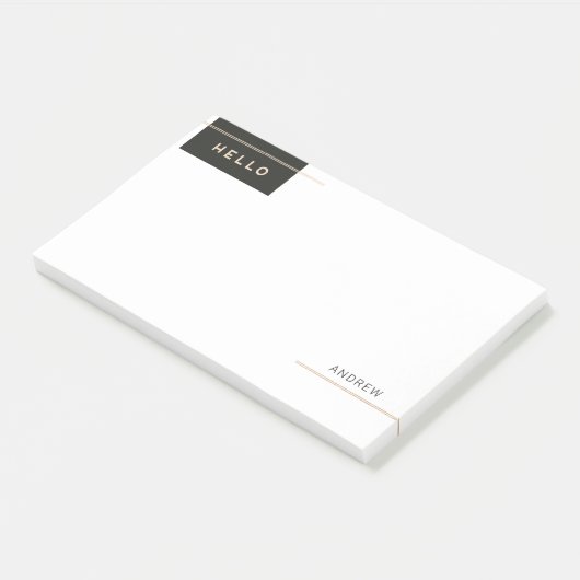 Moderne Elegant Hallo mit goldenen Streifen Post-it Klebezettel (angewinkelt)